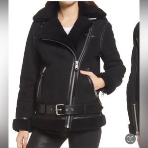 NWT All Saints: REI Shearling Moto Jacket